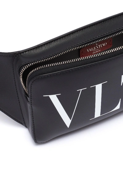 Shop Valentino Logo Print Leather Bum Bag In Black