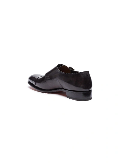 Shop Santoni 'carter' Double Monk Strap Leather Loafers In Grey