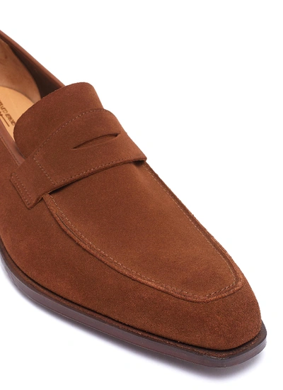 Shop George Cleverley 'george' Suede Penny Loafers In Brown
