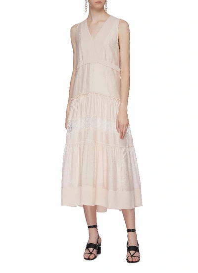 Shop 3.1 Phillip Lim / フィリップ リム Belted Back Lace Insert Tiered Silk Sleeveless Dress
