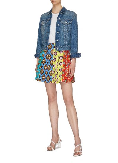 Shop Alice And Olivia X Carla Kranendonk Pleated Graphic Print Patchwork Lampshade Skirt In Multi-colour