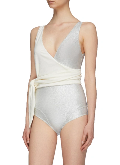 Shop Lisa Marie Fernandez 'dree Louise' Colourblock Crepe Wrap One-piece Swimsuit