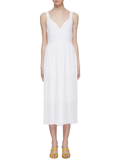 Shop Vince Pleated Sleeveless Georgette V-neck Jumpsuit