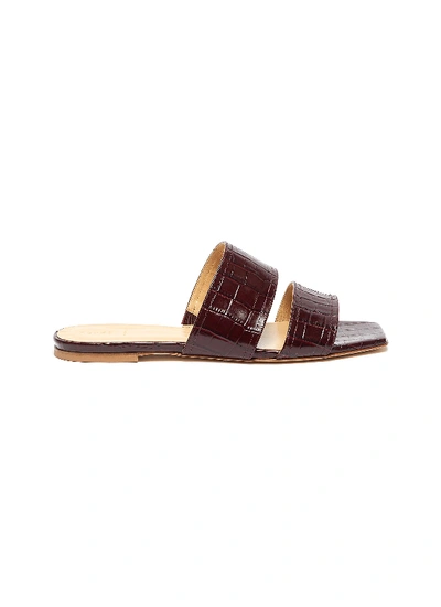 Shop Aeyde 'mattea' Croc Embossed Leather Slide Sandals