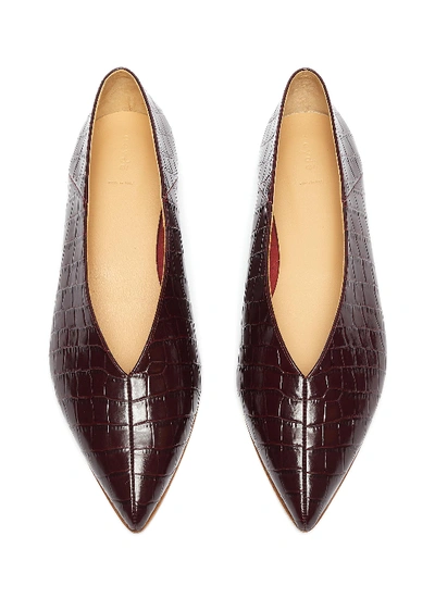 Shop Aeyde 'moa' Choked-up Croc Embossed Leather Flats