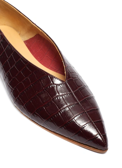 Shop Aeyde 'moa' Choked-up Croc Embossed Leather Flats