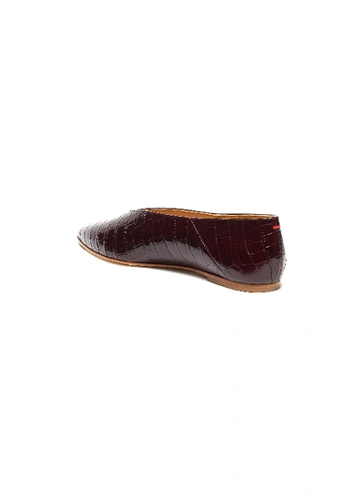 Shop Aeyde 'moa' Choked-up Croc Embossed Leather Flats