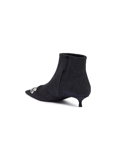 Shop Balenciaga 'knife' Logo Plaque Denim Ankle Boots In Black