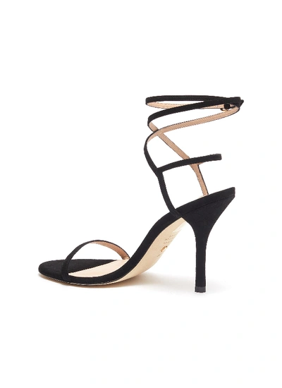 Shop Stuart Weitzman 'merinda' Crisscross Ankle Strap Suede Sandals In Black