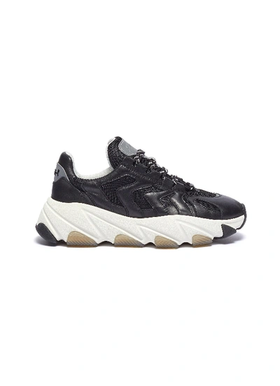 Shop Ash 'extreme' Chunky Outsole Leather Panel Mesh Sneakers In Black