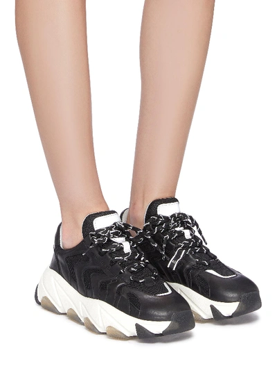 Shop Ash 'extreme' Chunky Outsole Leather Panel Mesh Sneakers In Black