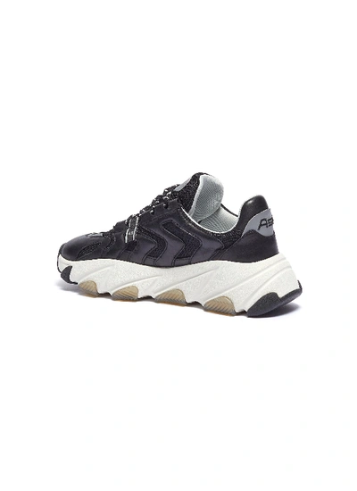 Shop Ash 'extreme' Chunky Outsole Leather Panel Mesh Sneakers In Black