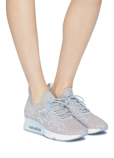 Shop Ash 'lunatic Star' Appliqué Knit Sneakers In Lavender Iridescent