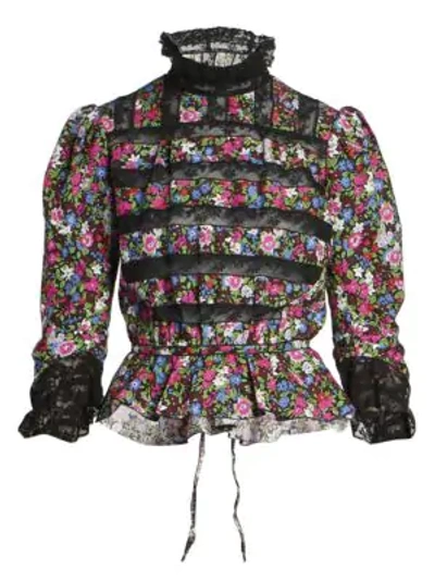 Shop Marc Jacobs The Victorian Blouse In Black Multi