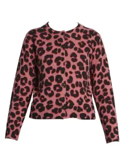 Shop Marc Jacobs The Leopard Print Wool Cardigan In Pink