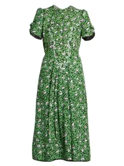 Shop Marc Jacobs The Sofia Loves The 40s Silk Dress In Green Multi