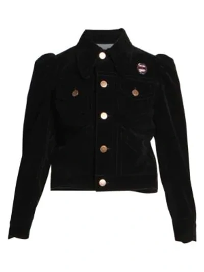 Shop Marc Jacobs The Marchives Velvet Puff Sleeve Jacket In Black