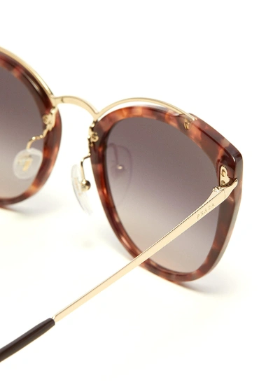 Shop Prada Tortoiseshell Acetate Rim Metal Cat Eye Sunglasses