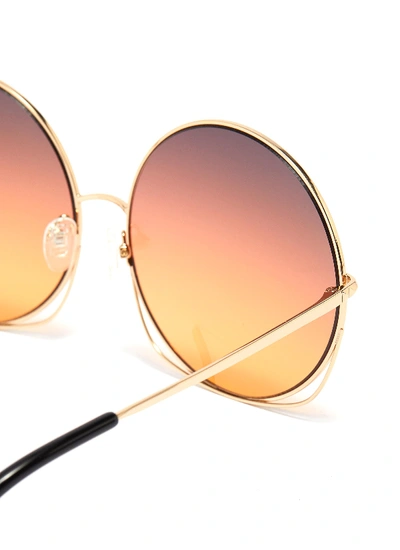 Shop Matthew Williamson Cutout Metal Oversized Round Sunglasses