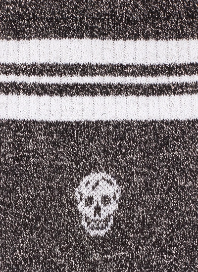 Shop Alexander Mcqueen Stripe Skull Socks In Grey / Multi