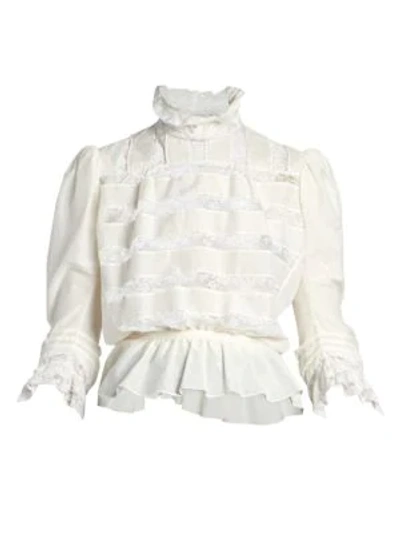 Shop Marc Jacobs The Marchive Victorian Lace Silk-blend Blouse In Ivory