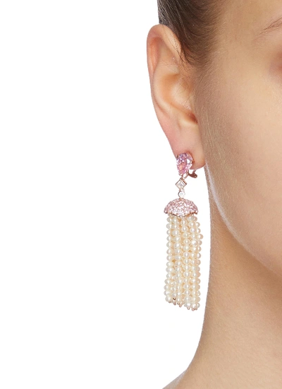 Shop Anabela Chan Diamond Gemstone Freshwater Pearl Tassel Earrings In Multi-colour