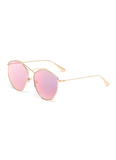 Shop Dior ' Stellaire 4' Mirror Metal Oversized Geometric Frame Sunglasses In Metallic