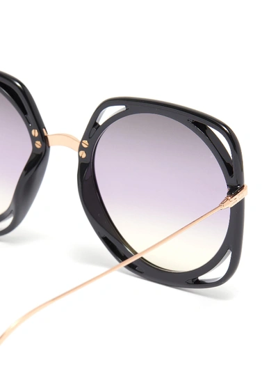 Shop Dior ' Direction' Cutout Acetate Rim Metal Geometric Frame Sunglasses