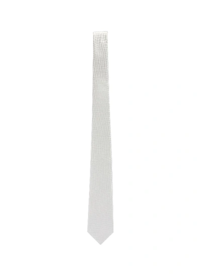 Shop Lanvin Lattice Jacquard Silk Tie In Off-white