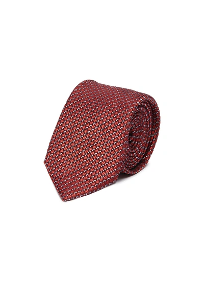 Shop Lanvin Geometric Jacquard Silk Tie In Red