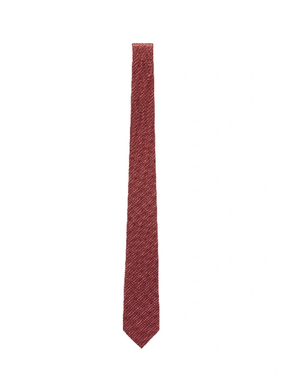 Shop Lanvin Geometric Jacquard Silk Tie In Red