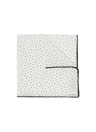 Shop Lanvin Dot Print Silk Pocket Square In White / Black