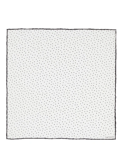 Shop Lanvin Dot Print Silk Pocket Square In White / Black