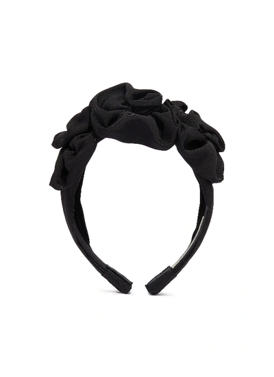 Shop Jennifer Behr 'triple Rosette' Faille Headband In Black