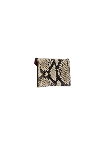 Shop Alexander Mcqueen Skull Python Embossed Leather Envelope Card Holder