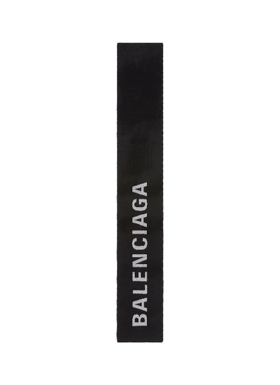 Shop Balenciaga 'everyday' Logo Jacquard Wool Scarf