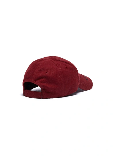 Shop Balenciaga 'everyday' Logo Embroidered Visor Baseball Cap In Dark Red