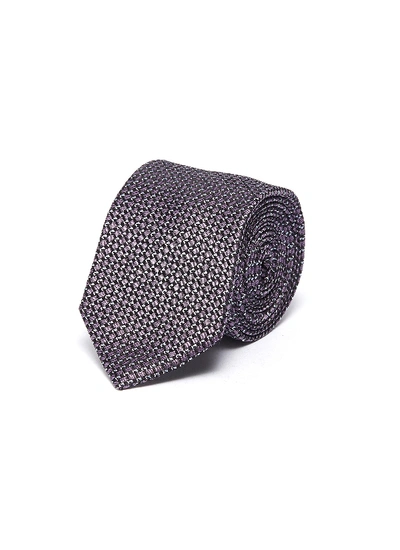 Shop Lanvin Geometric Jacquard Silk Tie In Purple
