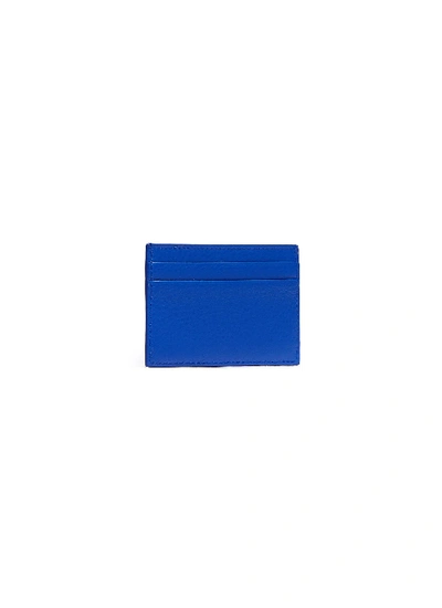 Shop Balenciaga 'everyday' Logo Print Leather Card Holder In Blue