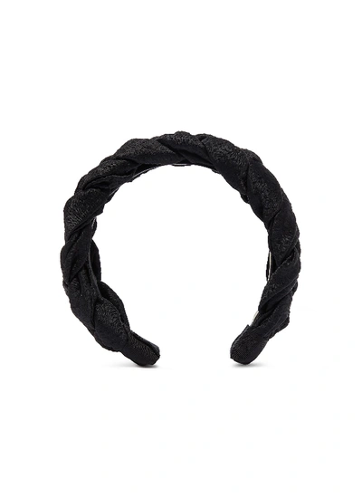 Shop Jennifer Behr 'lorelei' Braided Velvet Headband In Black