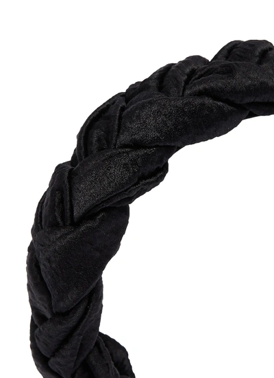 Shop Jennifer Behr 'lorelei' Braided Velvet Headband In Black