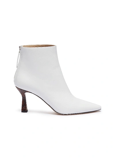 Shop Wandler 'lina' Python Embossed Heel Leather Ankle Boots In White