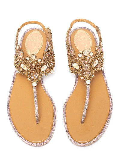 Shop René Caovilla 'veneziana' Embellished Satin Thong Sandals