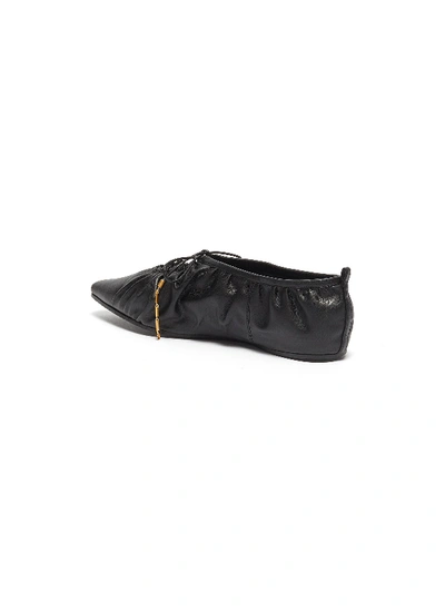 Shop Stella Mccartney Lace-up Ruched Faux Leather Flats