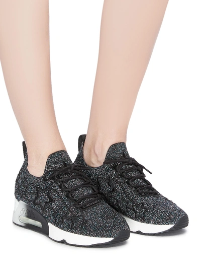 Shop Ash 'lunatic Star' Appliqué Metallic Knit Sneakers In Multi-colour