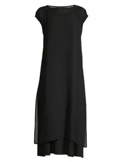 Shop Eileen Fisher Sheer Cap Sleeve Tunic In Black