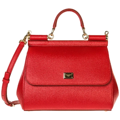 Shop Dolce & Gabbana Sicily Handbags In Rosso