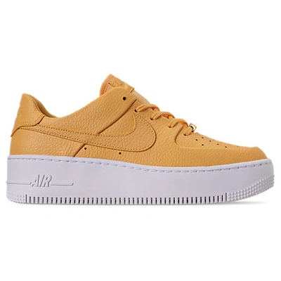 Shop Nike Women's Air Force 1 Sage Xx Low Casual Shoes In Yellow Size 6.0 Suede