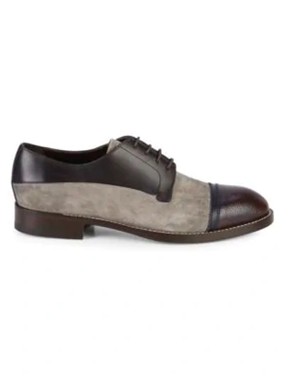 Shop Canali Leather & Suede Derbys In Blue