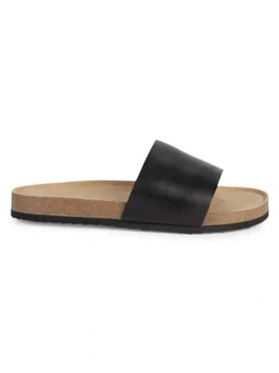Shop Saks Fifth Avenue Fletcher Leather Slide Sandals In Black